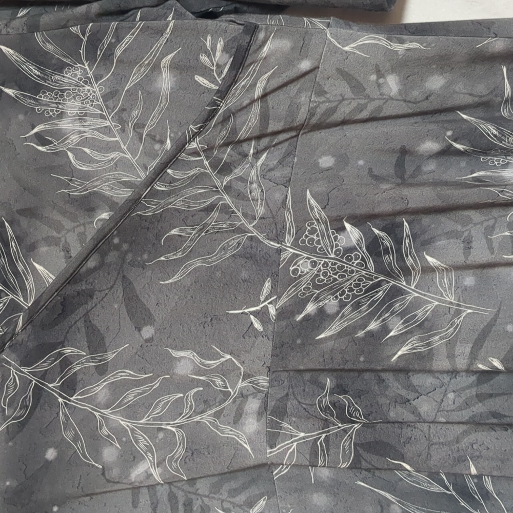 Blue Sky tunic dress grey seaweed grasses floral grey v-neck bamboo large - Picture 3 of 8